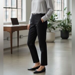 Theory High-Waist Pull-On Black Ankle Pants Minimal Chic Tailored Fit 8